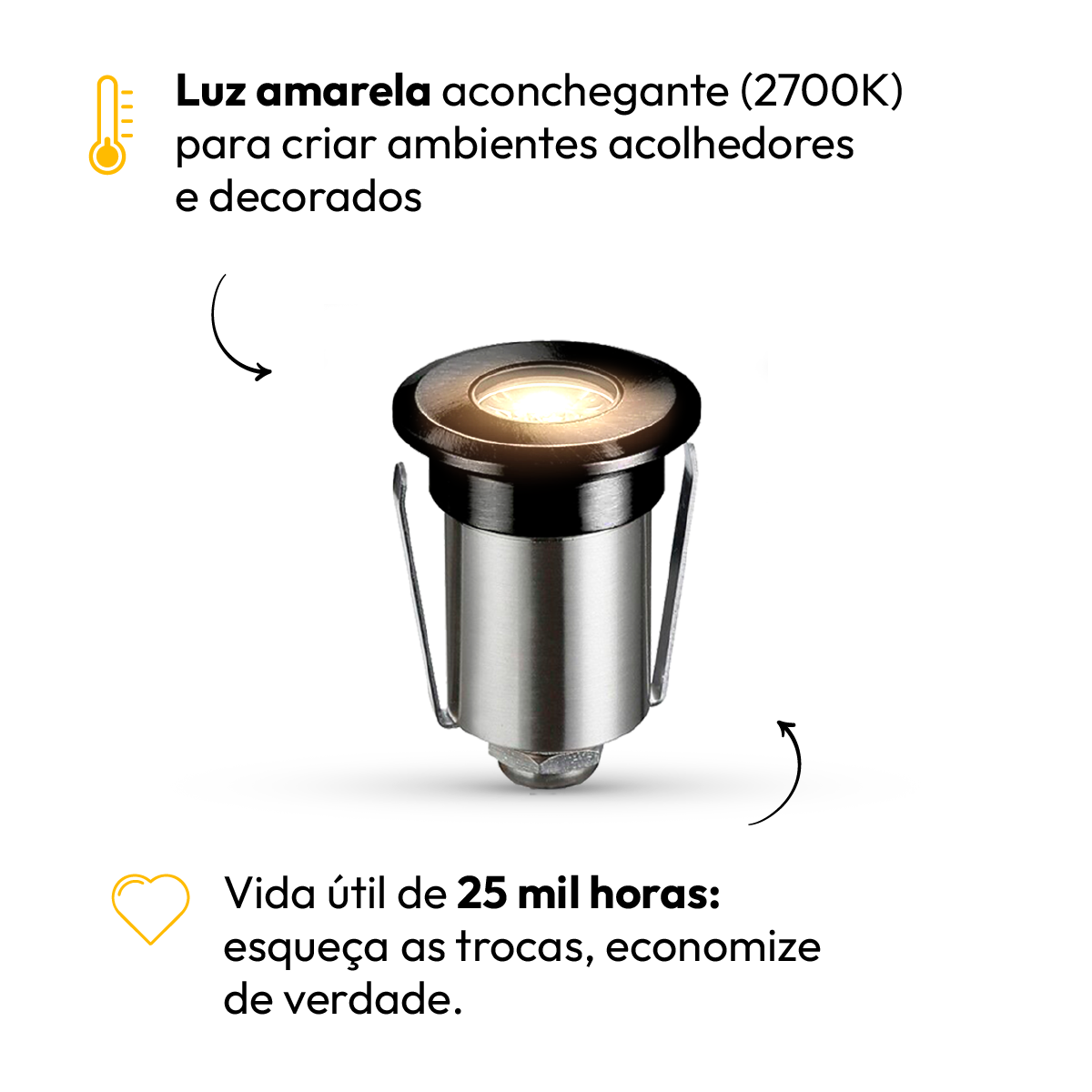 Balizador led Embutido Solo Essence 2w 3000k Branco Quente IP67 Preto Alut
