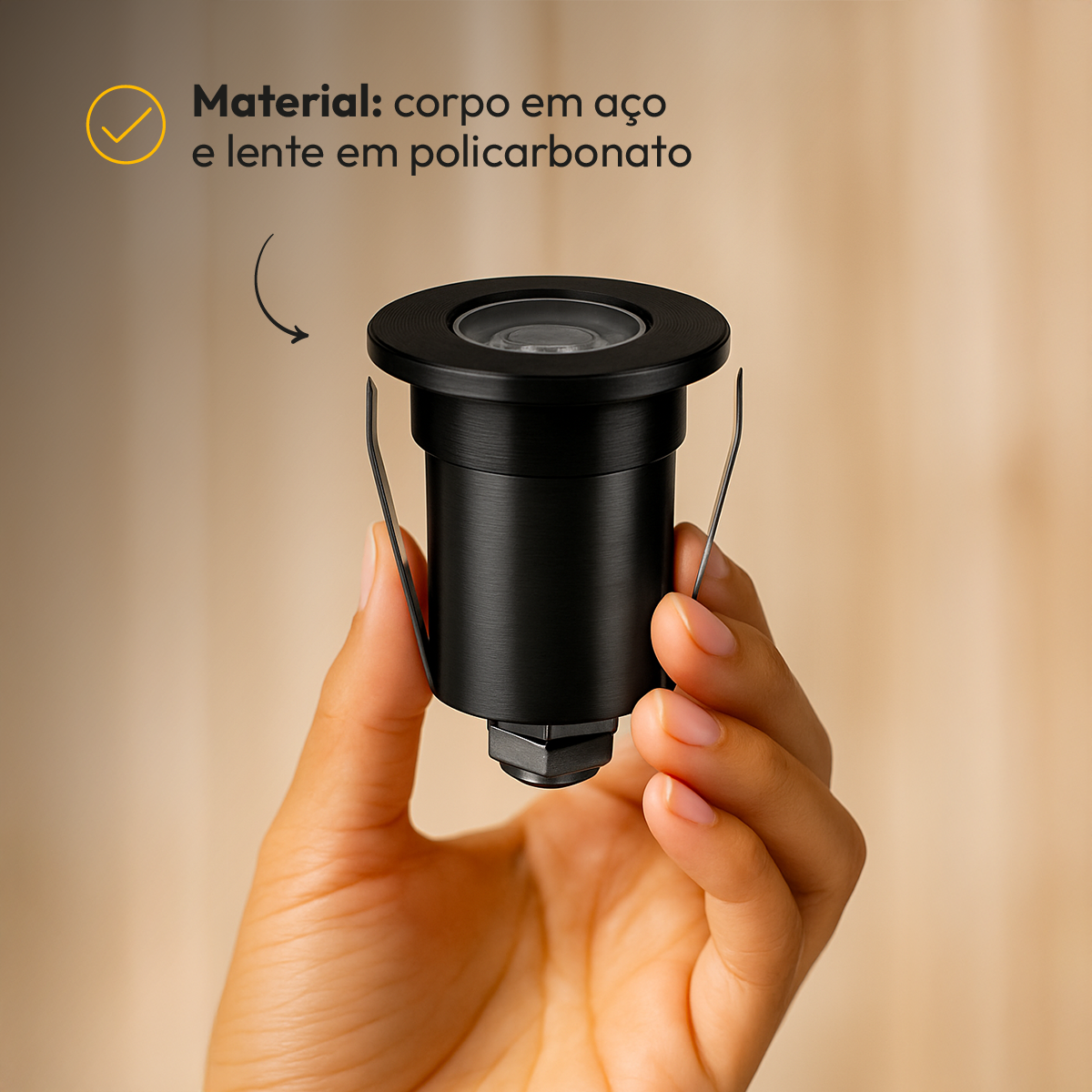 Balizador led Embutido Solo Essence 2w 3000k Branco Quente IP67 Preto Alut