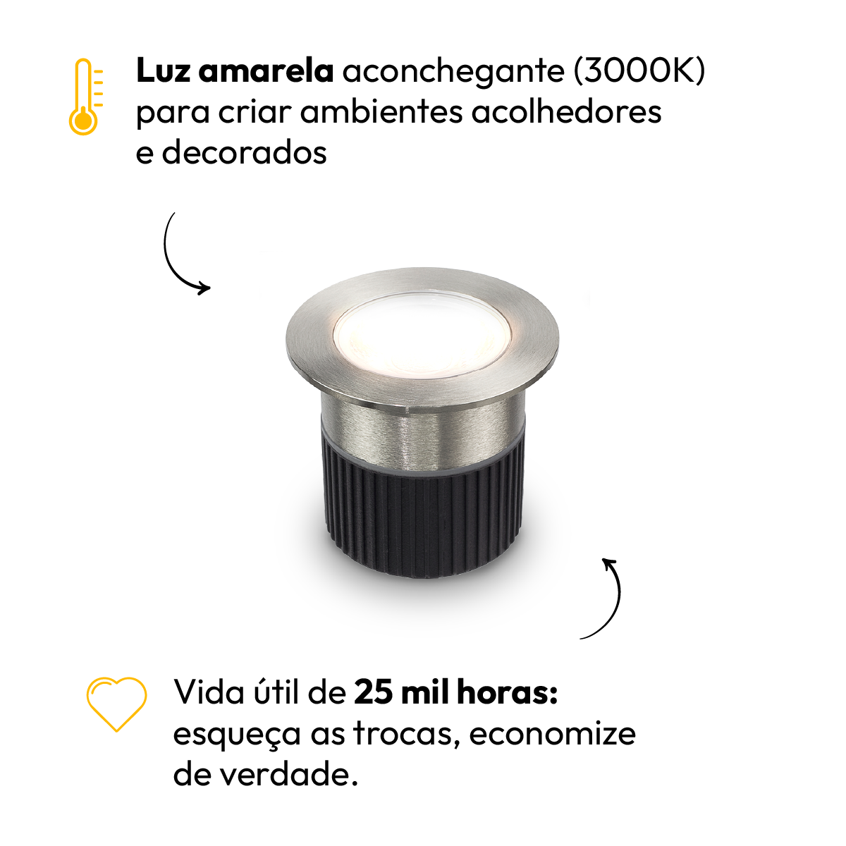 Balizador led Embutido Solo Essence 5w 3000k Branco Quente IP67 Escovado Alut