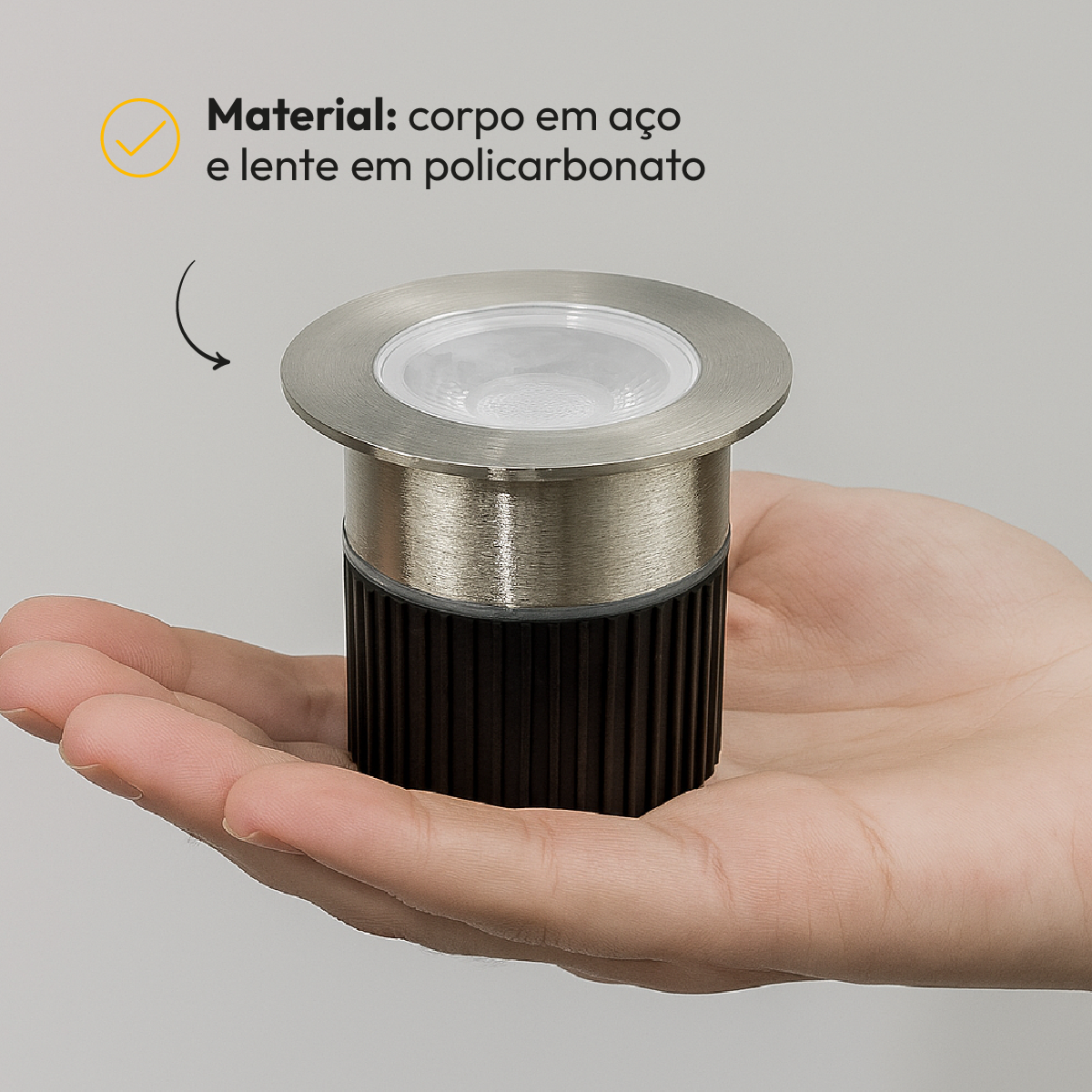 Balizador led Embutido Solo Essence 5w 3000k Branco Quente IP67 Escovado Alut