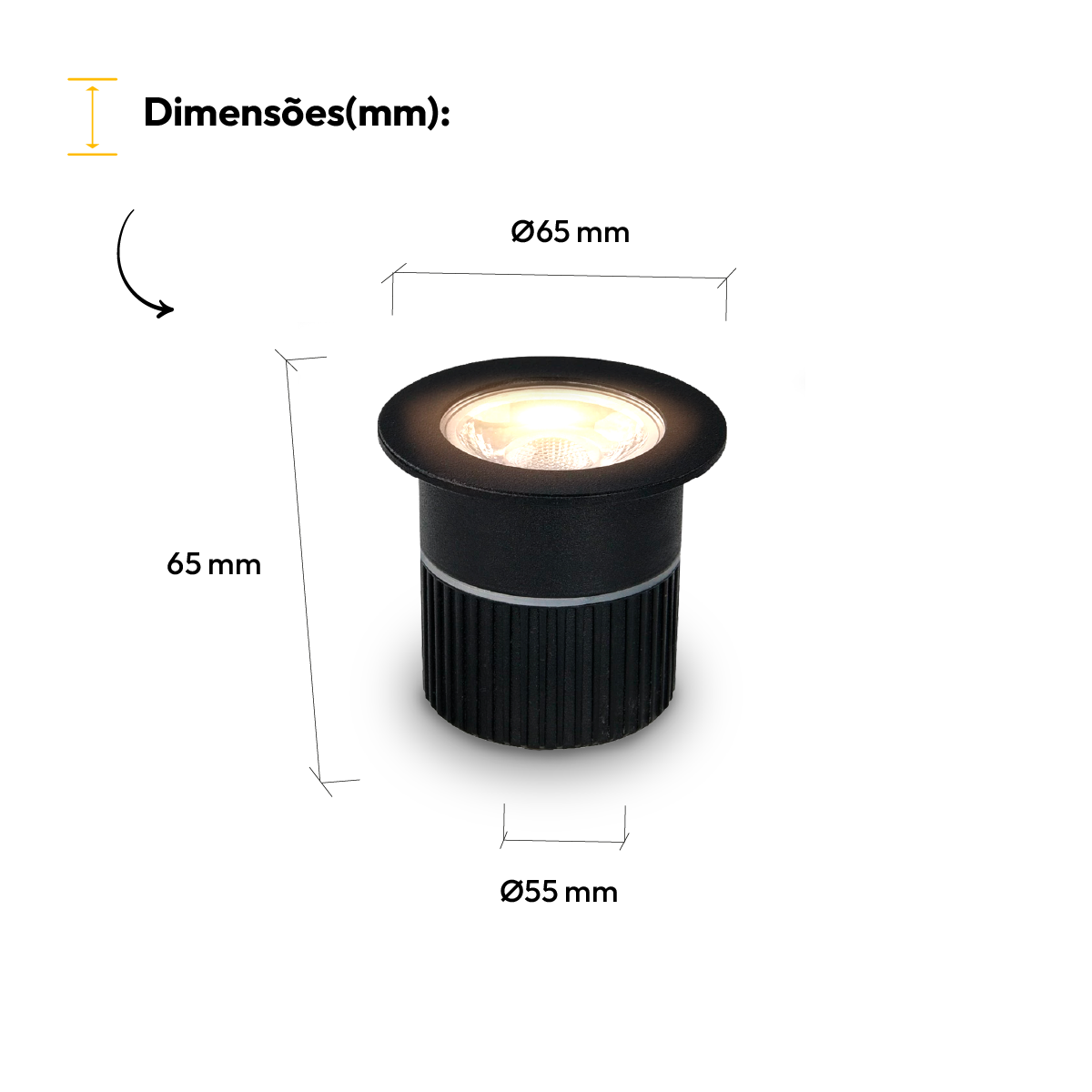 Balizador led Embutido Solo Essence 5w 3000k Branco Quente IP67 Preto Alut