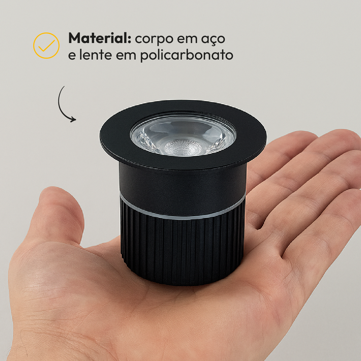 Balizador led Embutido Solo Essence 5w 3000k Branco Quente IP67 Preto Alut