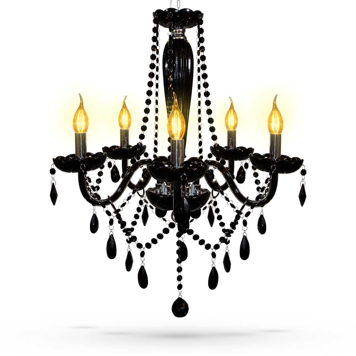 Lustre Maria Thereza 5 Lâmpadas E14 Preto Alut