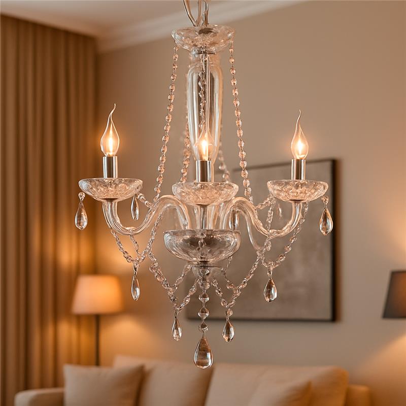 Lustre Maria Thereza 3 Lâmpadas E14 Transparente Alut