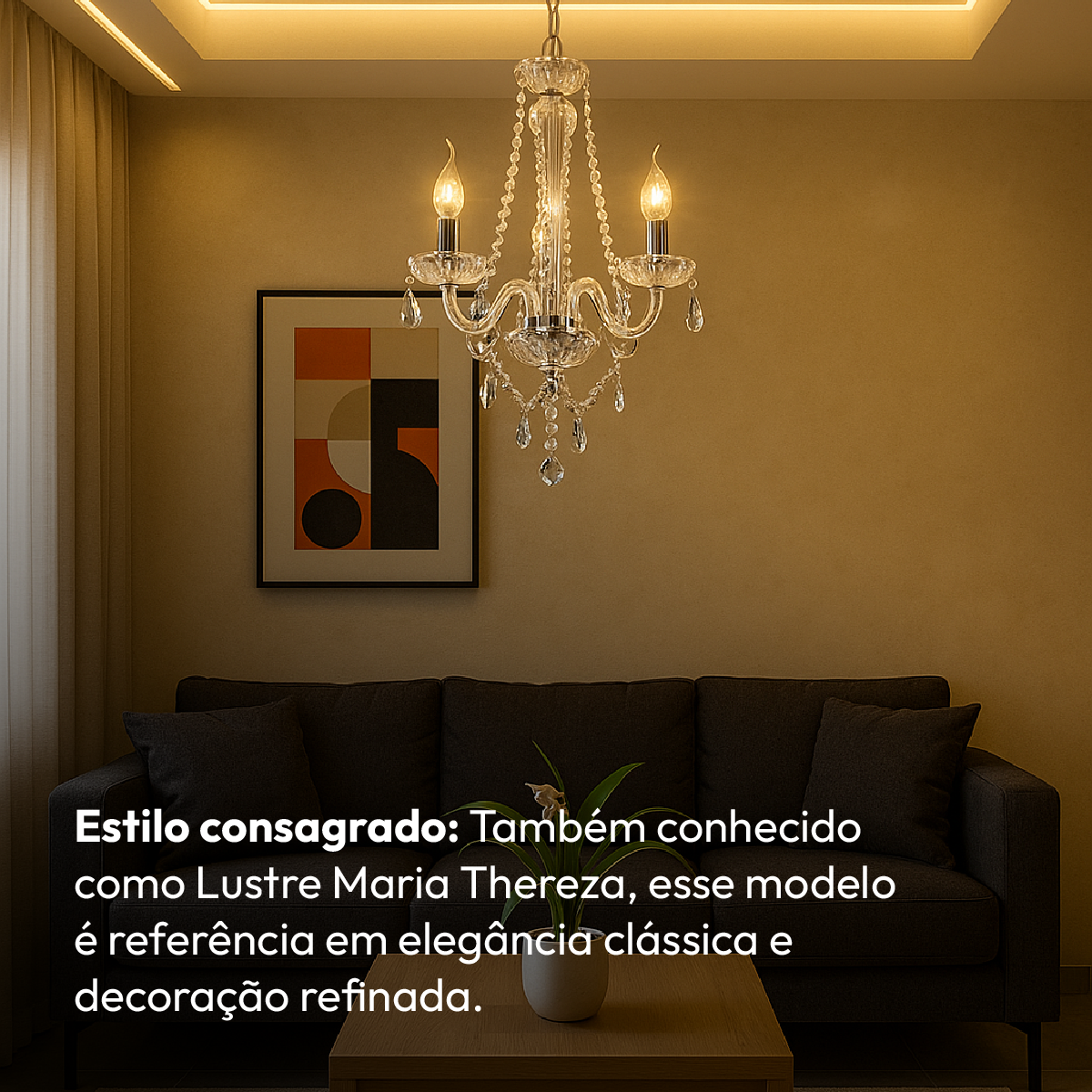 Lustre Maria Thereza 3 Lâmpadas E14 Transparente Alut