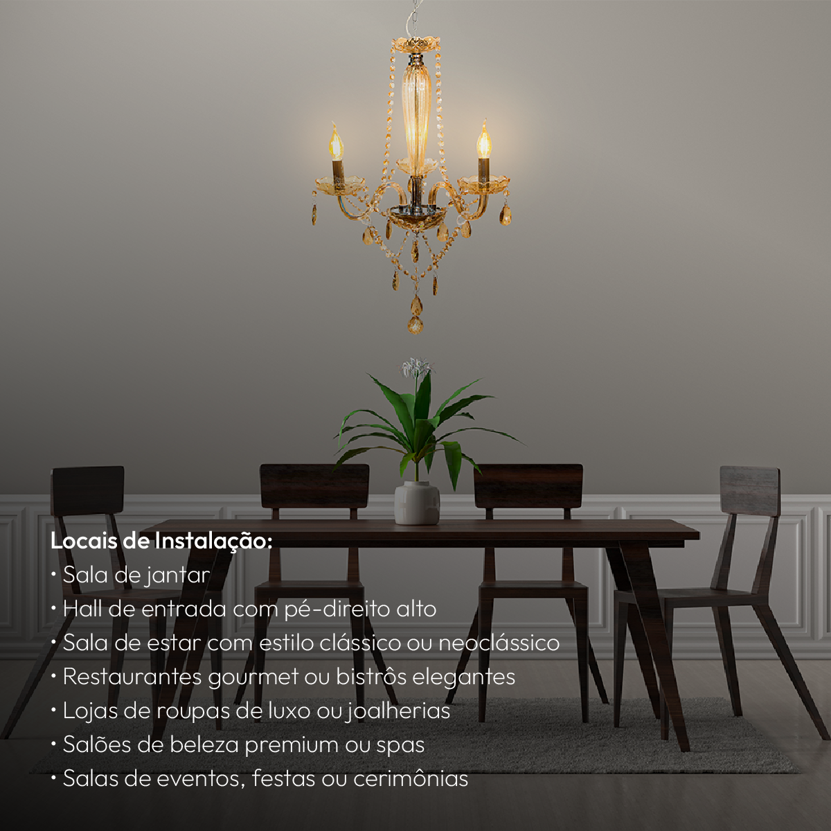 Lustre Maria Thereza 3 Lâmpadas E14 Transparente Alut