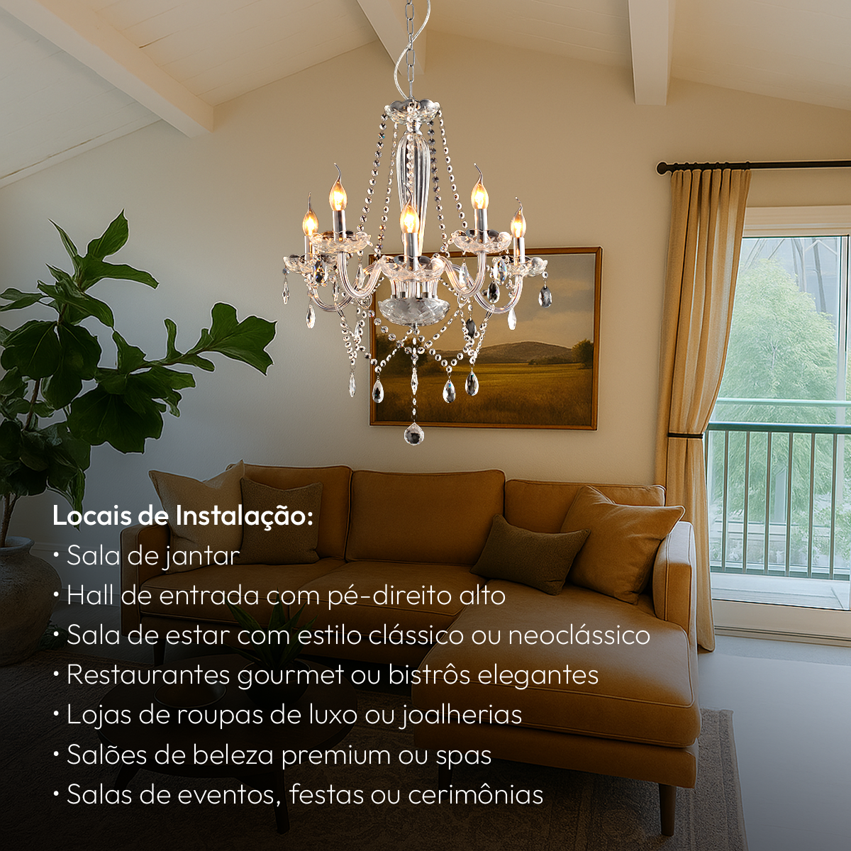 Lustre Maria Thereza 5 Lâmpadas E14 Transparente Alut