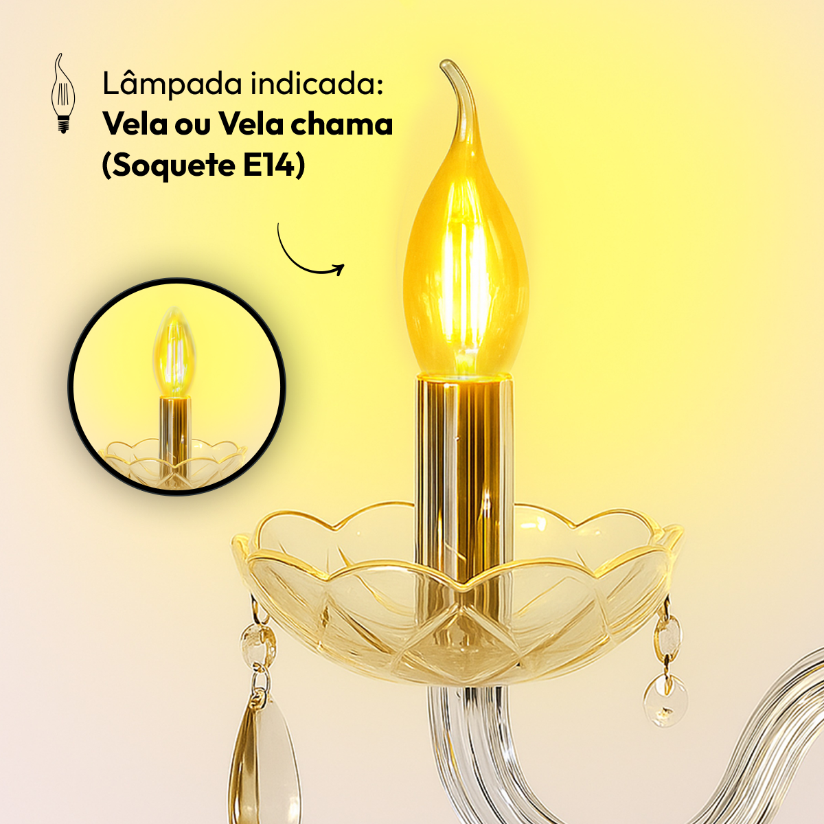 Lustre Maria Thereza 5 Lâmpadas E14 Transparente Alut