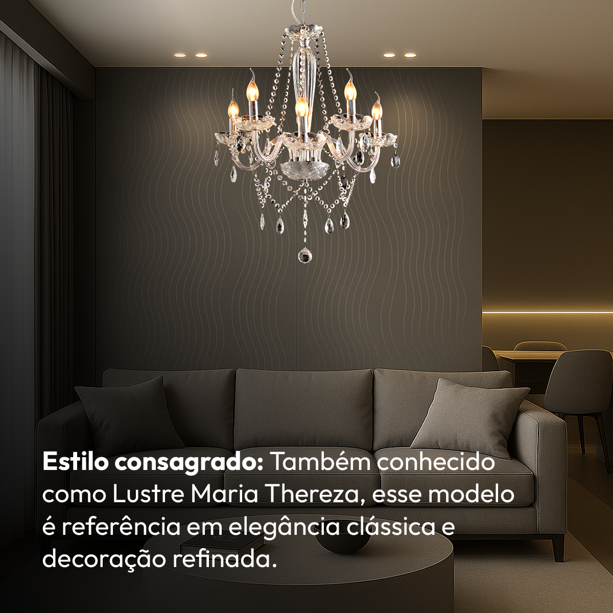 Lustre Maria Thereza 5 Lâmpadas E14 Transparente Alut