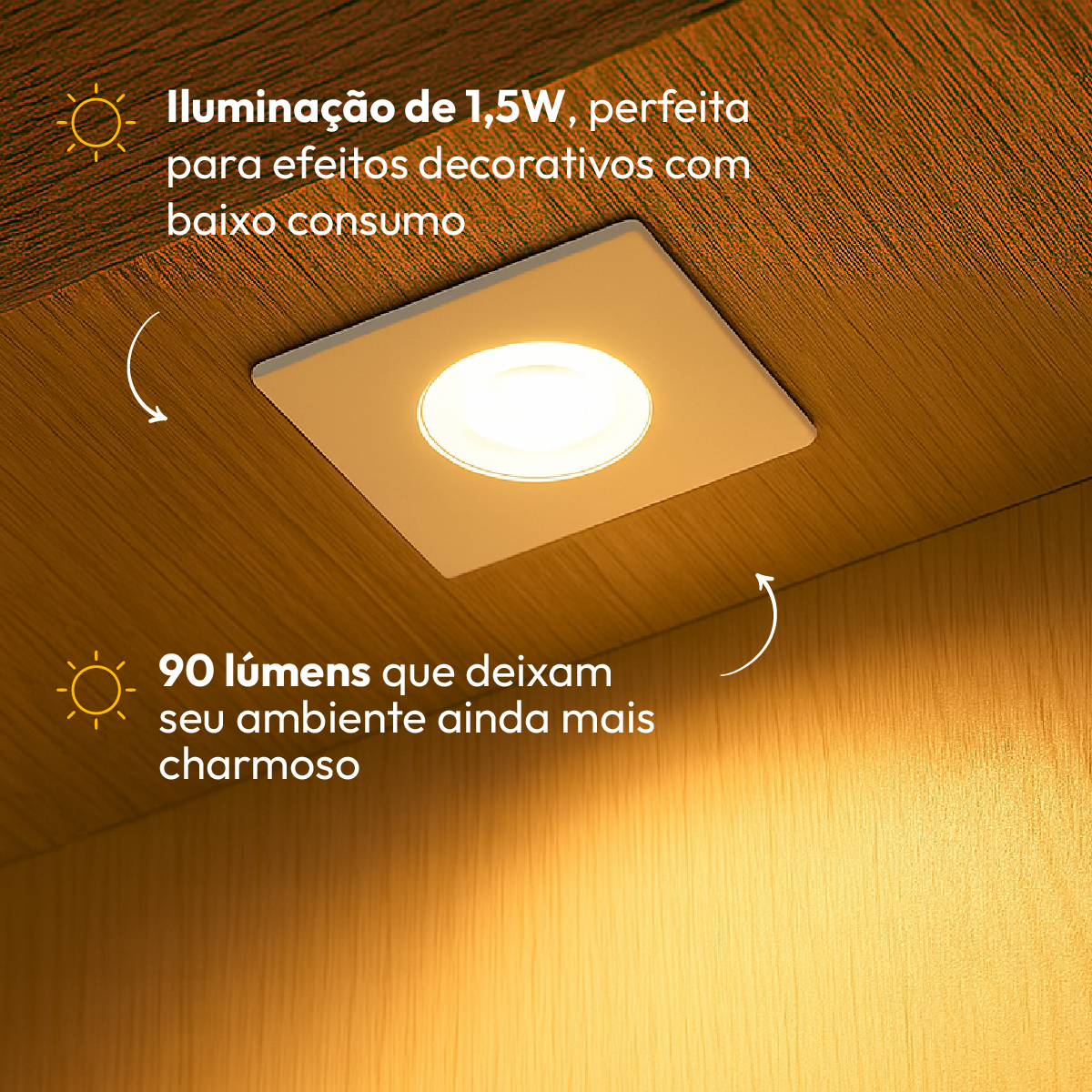 Mini Spot Led Móveis Sob 1,5w 2700k Quadrado Branco Alut