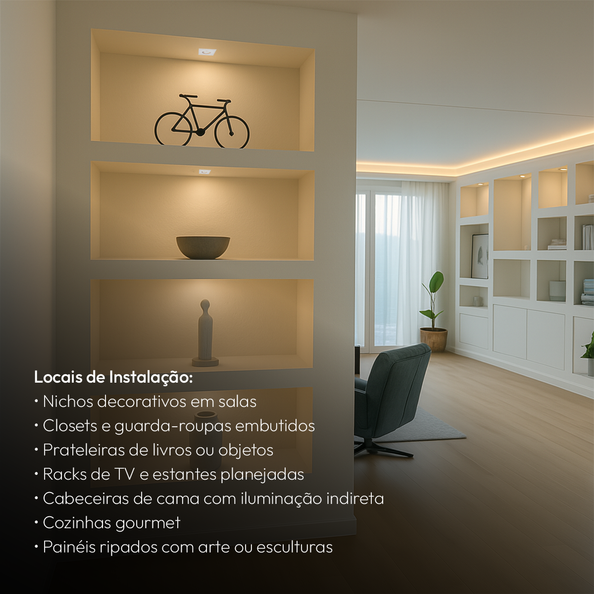 Mini Spot Led Móveis Sob 1,5w 2700k Quadrado Branco Alut