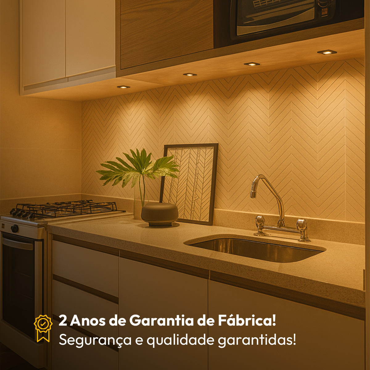 Mini Spot Led Móveis sob 1,5w 2700k Quadrado Preto Alut