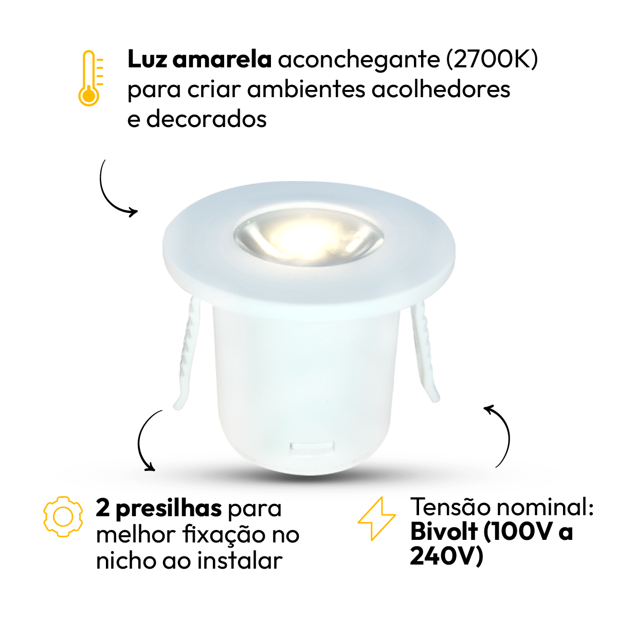 Mini Spot Led Móveis Sob 1,5W 2700k Branco Quente Redondo Branco Alut