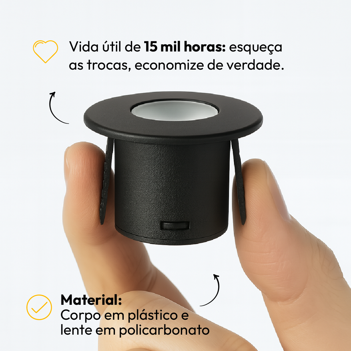 Mini Spot Led Móveis Sob 1,5w 2700k Redondo Preto Alut