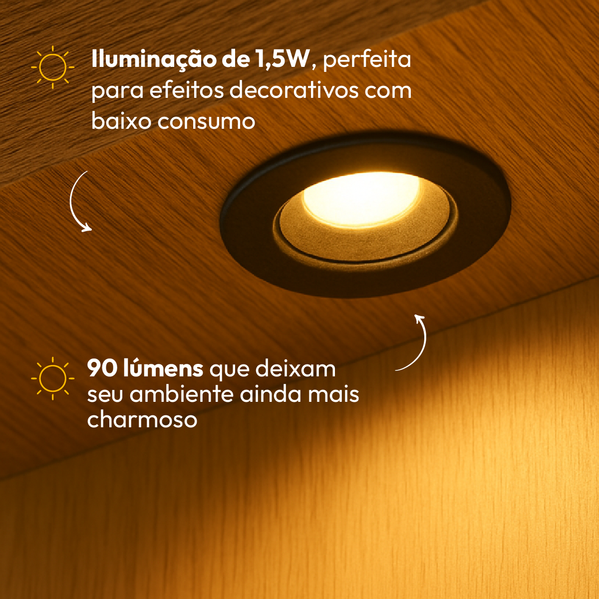 Mini Spot Led Móveis Sob 1,5w 2700k Redondo Preto Alut