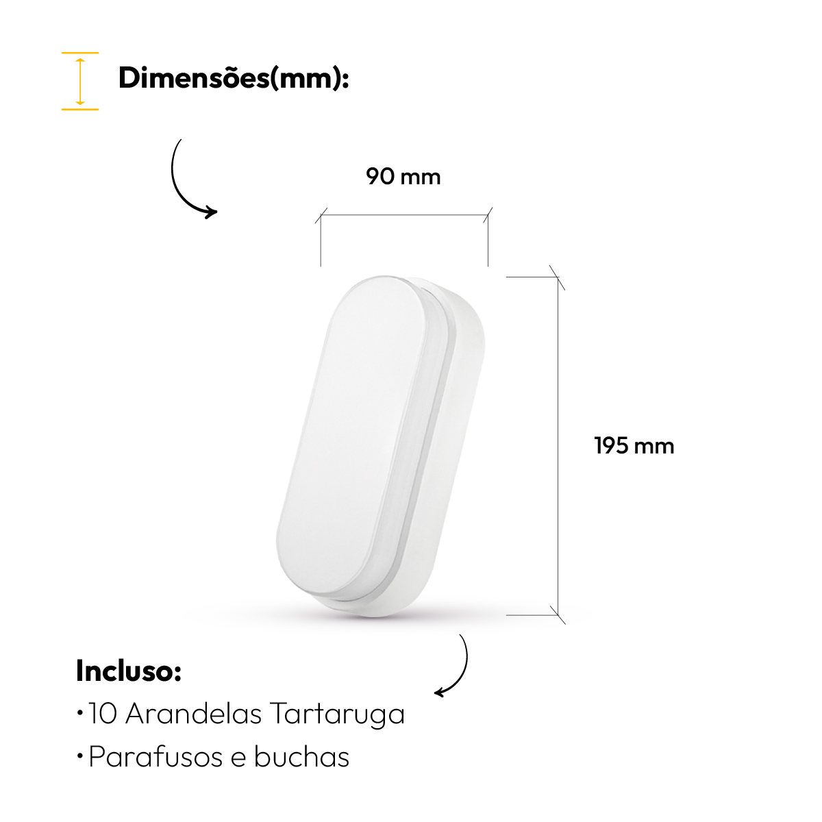 Kit 10 Arandela Led Tartaruga 20W 3000K Branco Quente Bivolt IP65 Branco Alut