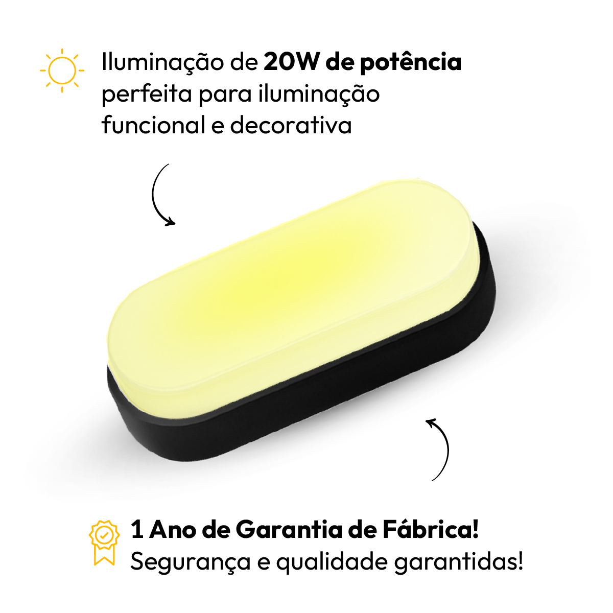 Arandela Led Tartaruga 20w 3000k Branco Quente IP65 Bivolt Preto Alut