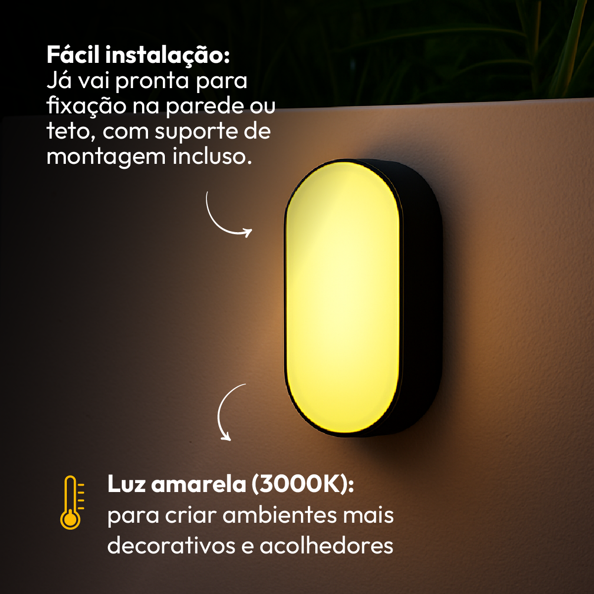 Arandela Led Tartaruga 20w 3000k Branco Quente IP65 Bivolt Preto Alut