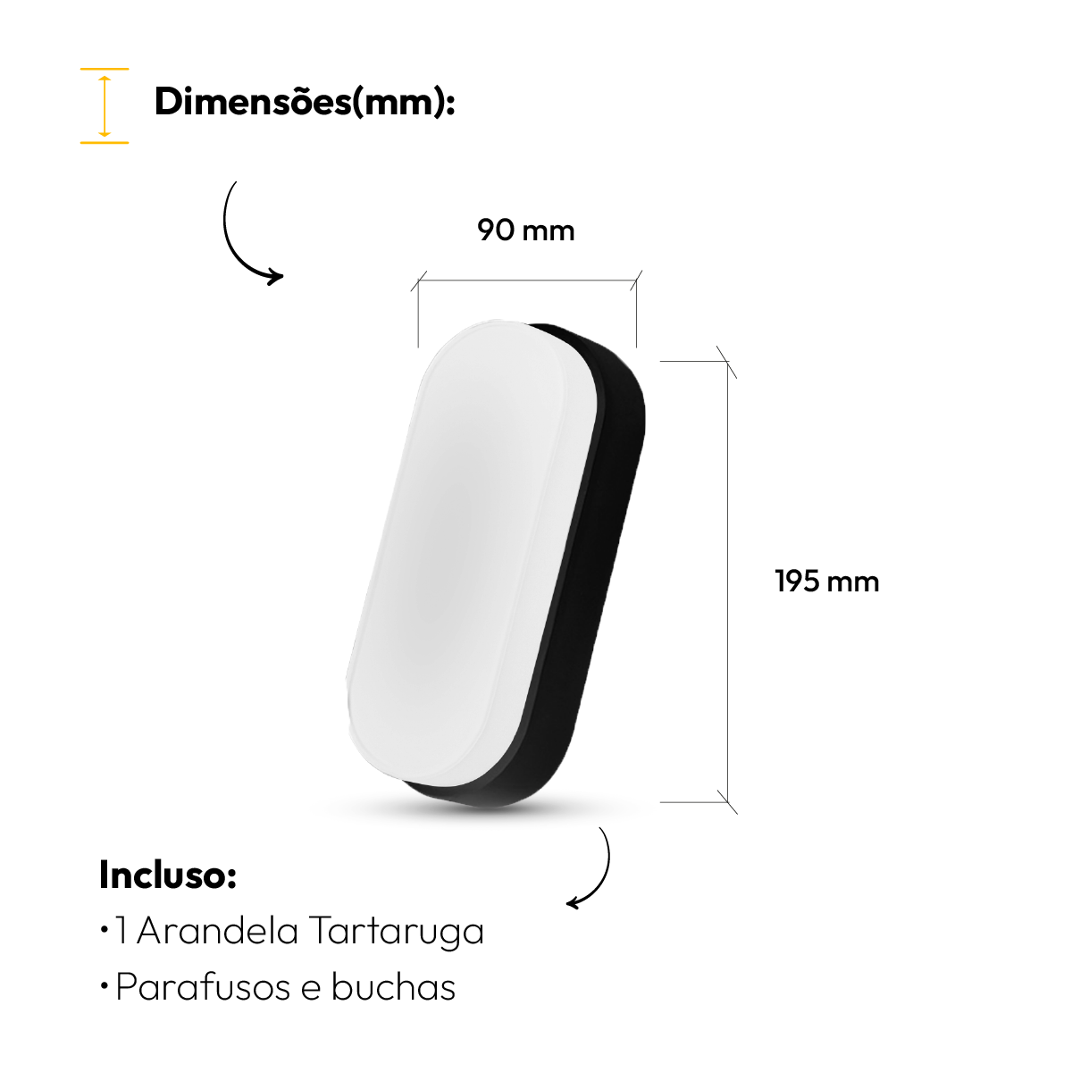 Arandela Led Tartaruga 20w 3000k Branco Quente IP65 Bivolt Preto Alut