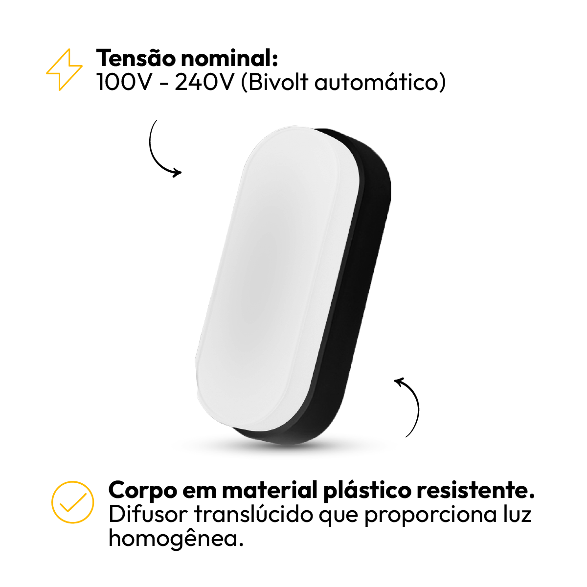 Arandela Led Tartaruga 20w 3000k Branco Quente IP65 Bivolt Preto Alut