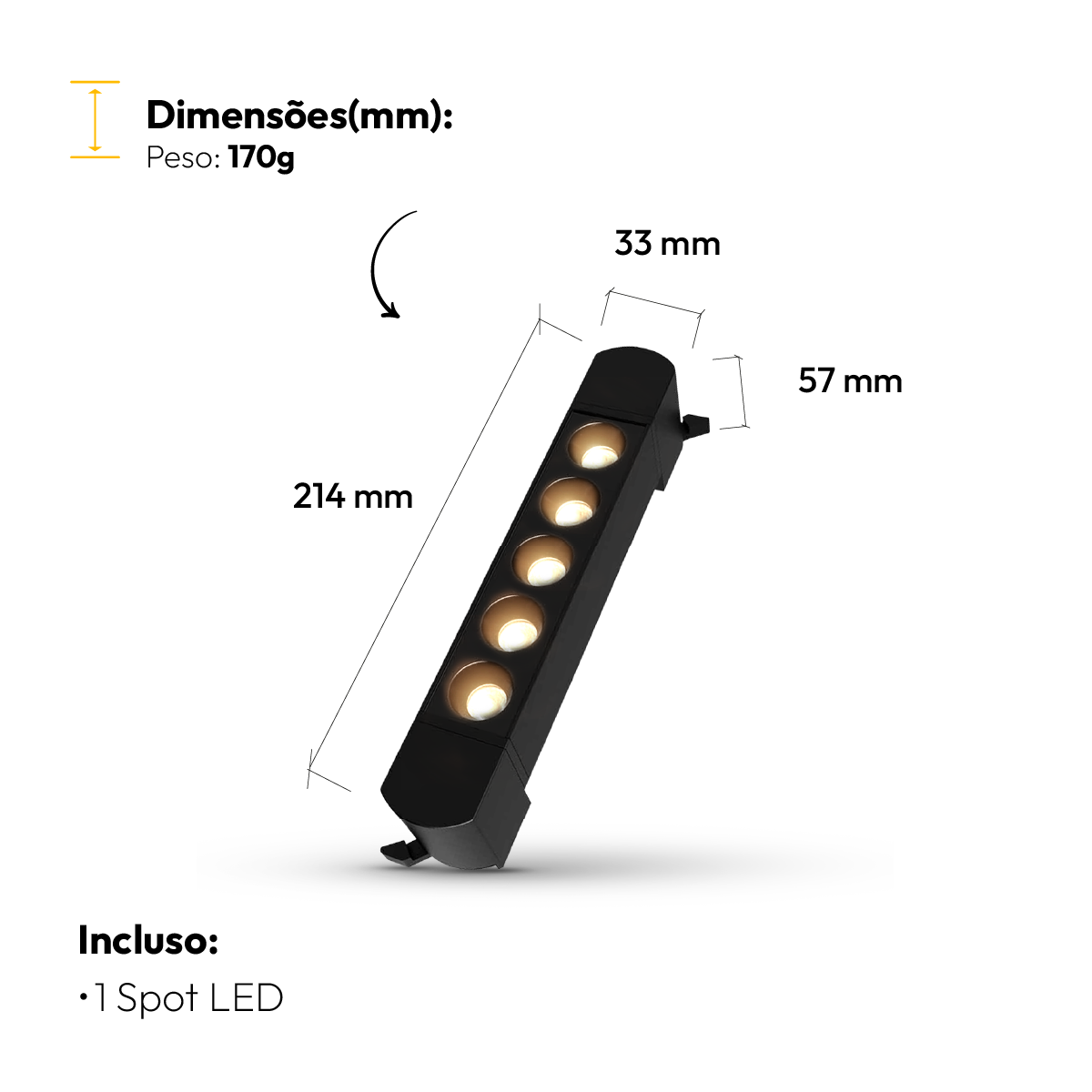 Spot Led Trilho Dots 10w 2700k Redondo Preto Fosco Alut