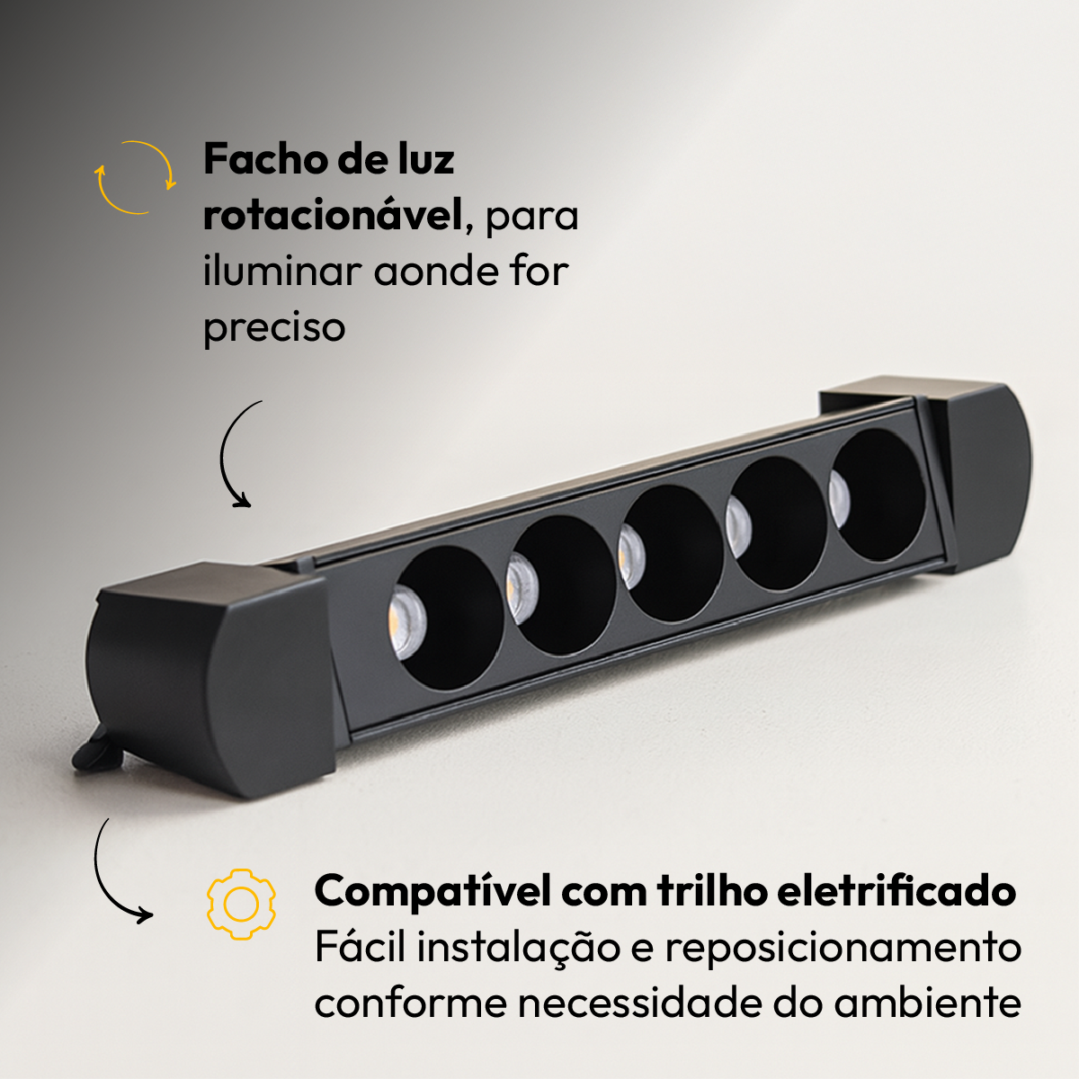 Spot Led Trilho Dots 10w 2700k Redondo Preto Fosco Alut