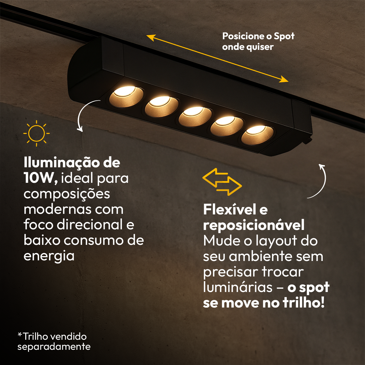 Spot Led Trilho Dots 10w 2700k Redondo Preto Fosco Alut