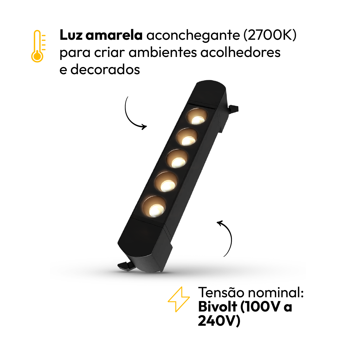 Spot Led Trilho Dots 10w 2700k Redondo Preto Fosco Alut