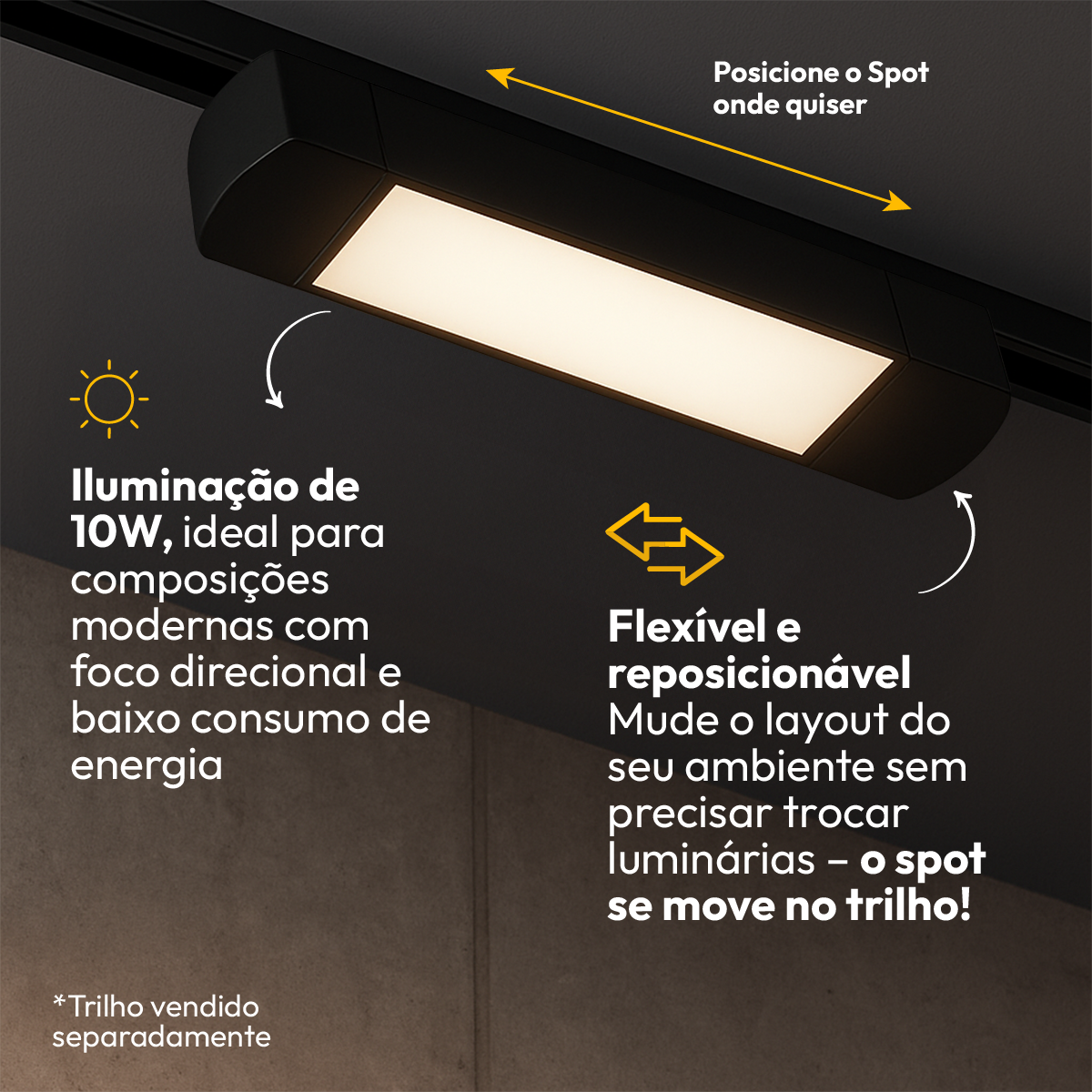 Spot Led Trilho Línea 10w 2700k Redondo Preto Fosco Alut