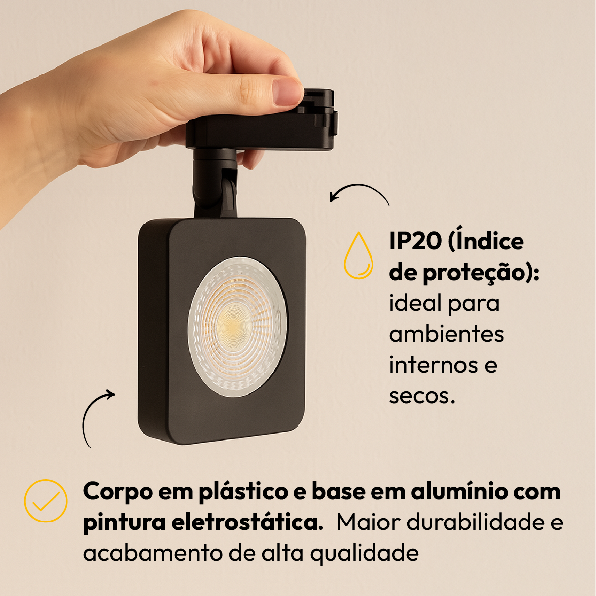 Spot Led Trilho Nobby 10w 2700k Quadrado Preto Fosco Alut