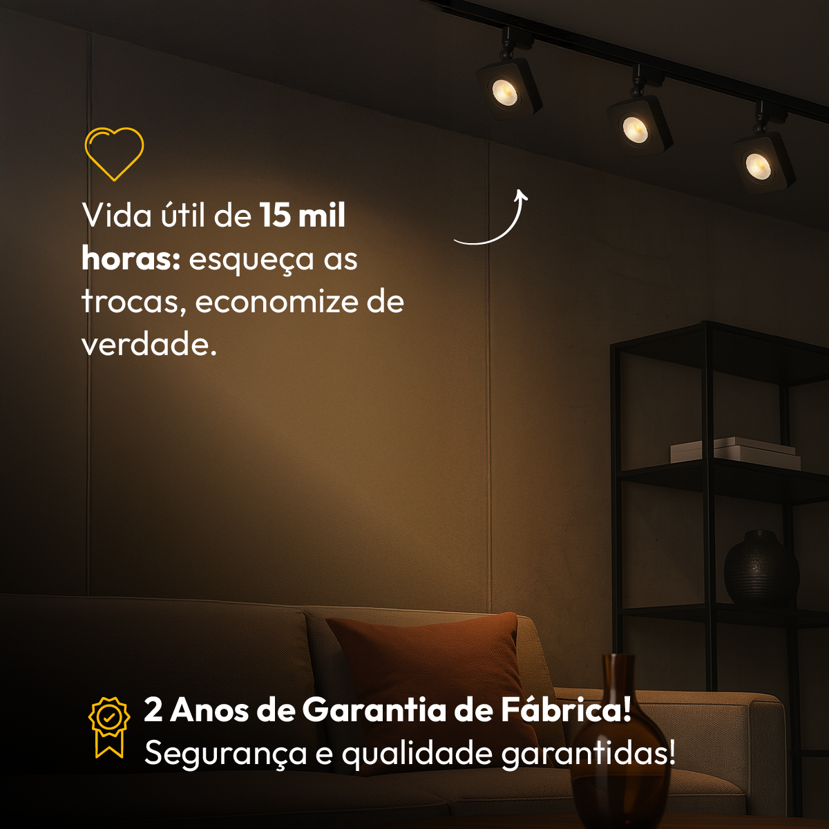 Spot Led Trilho Nobby 10w 2700k Quadrado Preto Fosco Alut