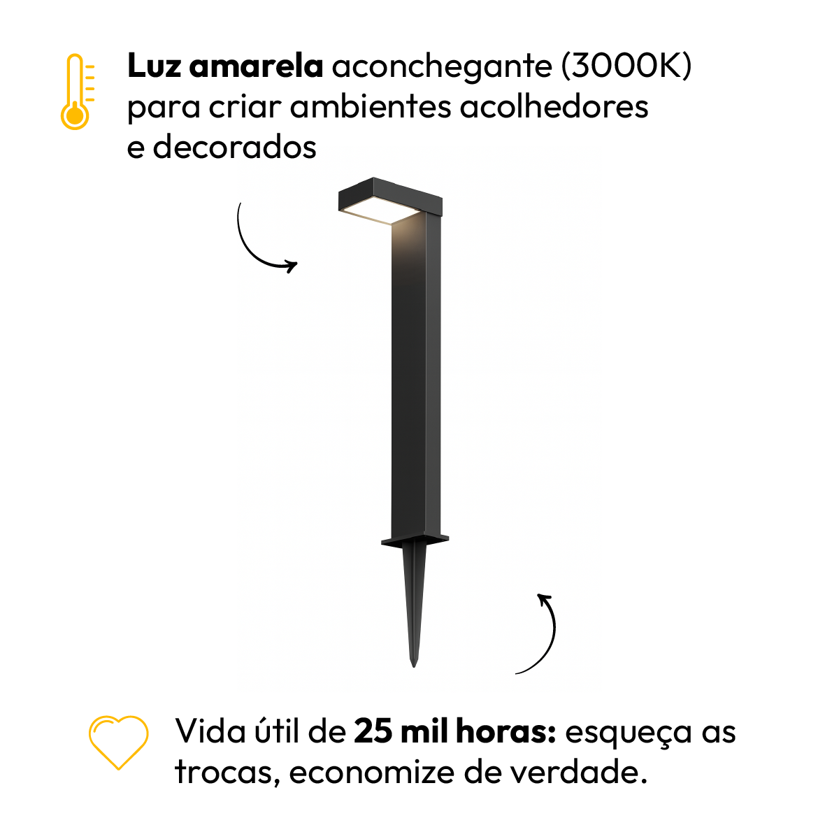 Poste Balizador Led Jardim 10w 3000k Bivolt Ip65 Preto Alut
