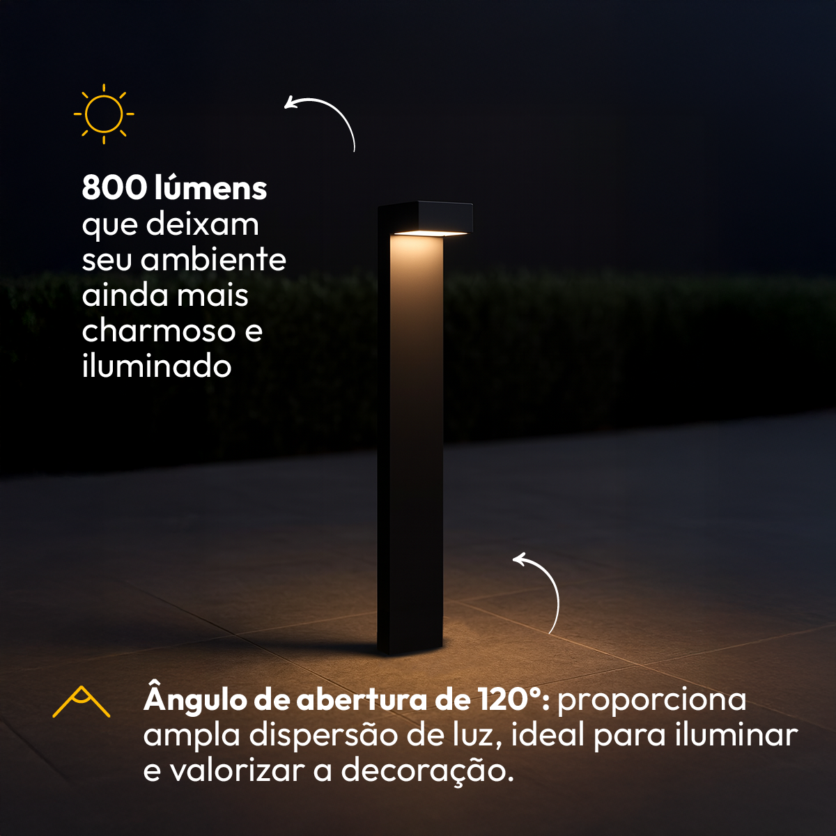 Poste Balizador Led Jardim 10w 3000k Bivolt Ip65 Preto Alut