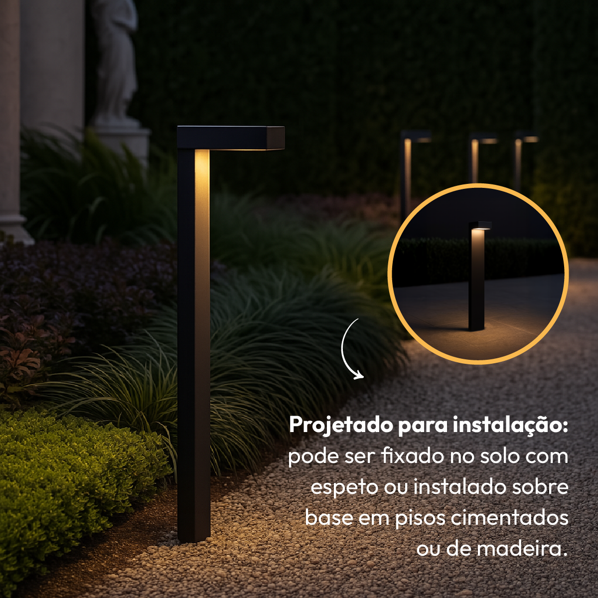Poste Balizador Led Jardim 10w 3000k Bivolt Ip65 Preto Alut