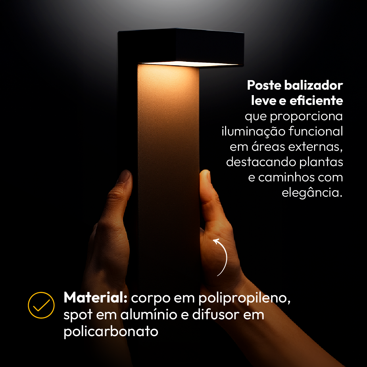 Poste Balizador Led Jardim 10w 3000k Bivolt Ip65 Preto Alut