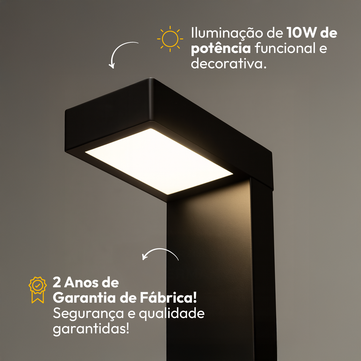Poste Balizador Led Jardim 10w 3000k Bivolt Ip65 Preto Alut