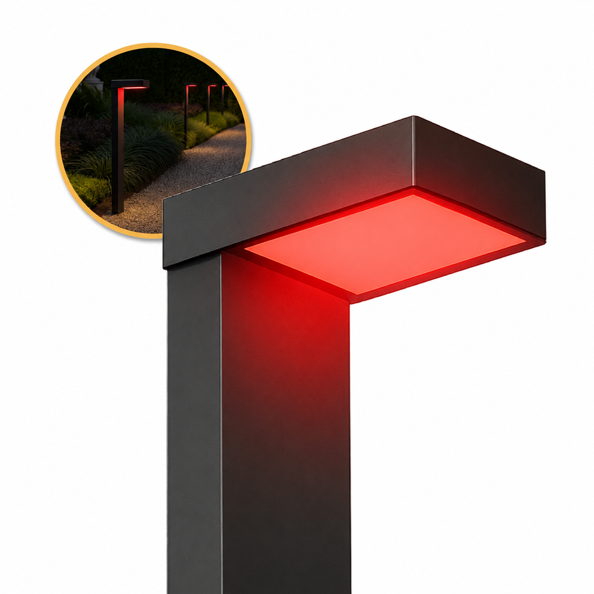 Poste Balizador Led Jardim 10w Ambar Bivolt Ip65 Preto Alut