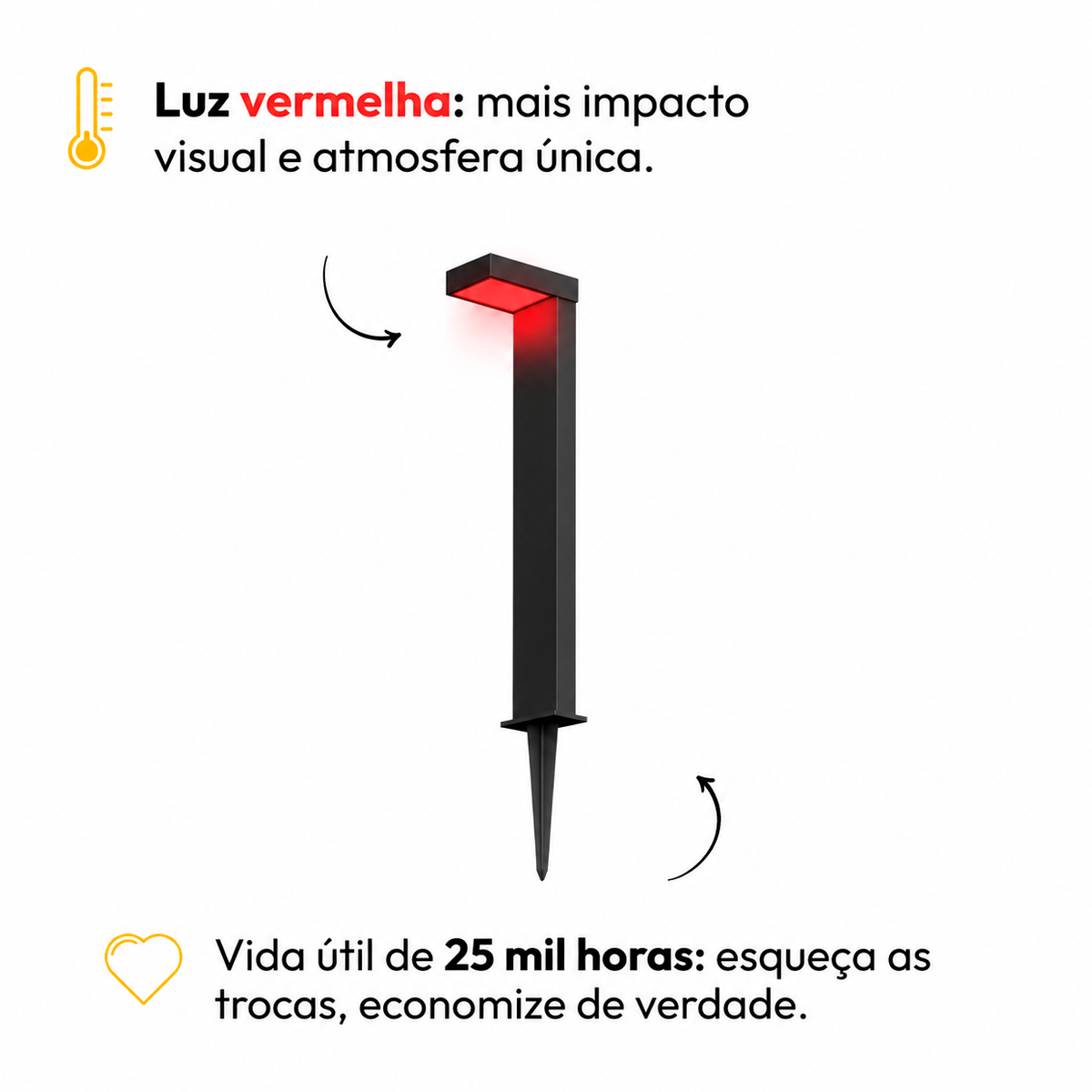 Poste Balizador Led Jardim 10w Ambar Bivolt Ip65 Preto Alut