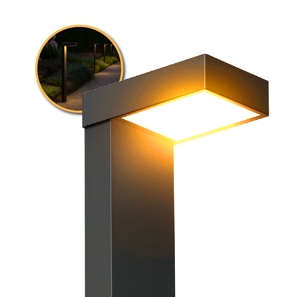 Poste Balizador Led Jardim 10w Ambar Bivolt Ip65 Preto Alut