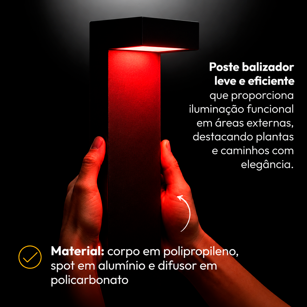Poste Balizador Led Jardim 10w Ambar Bivolt Ip65 Preto Alut