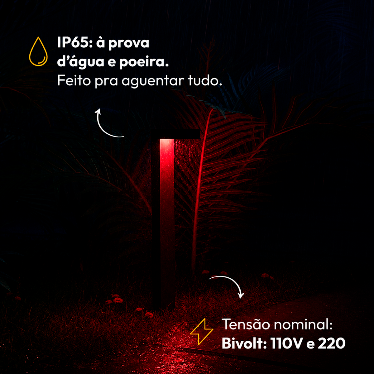 Poste Balizador Led Jardim 10w Ambar Bivolt Ip65 Preto Alut