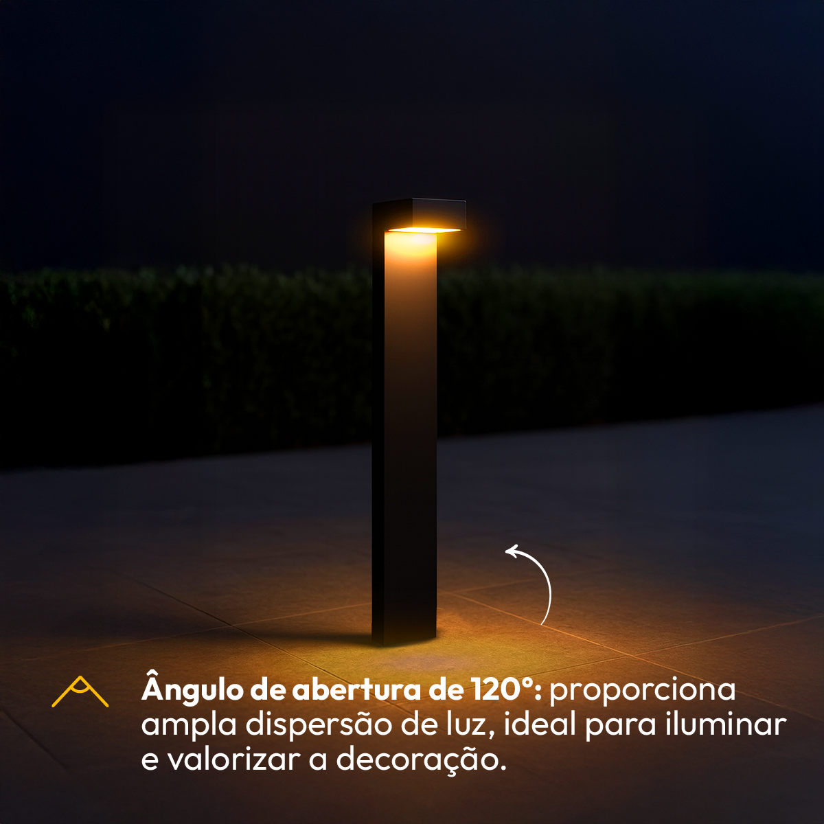 Poste Balizador Led Jardim 10w Ambar Bivolt Ip65 Preto Alut