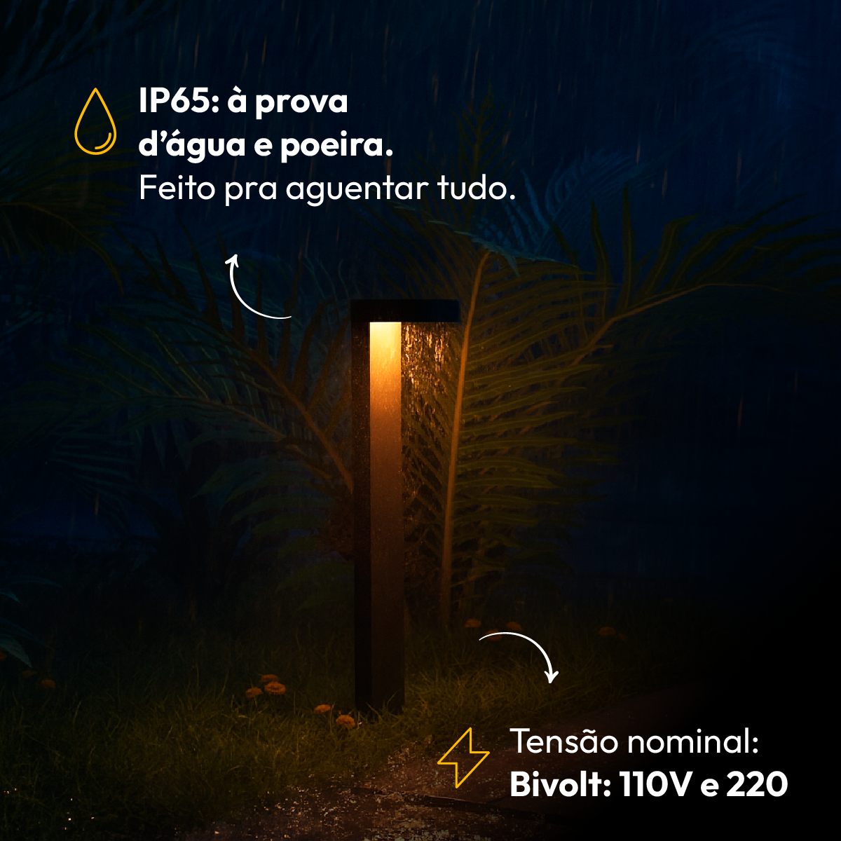 Poste Balizador Led Jardim 10w Ambar Bivolt Ip65 Preto Alut