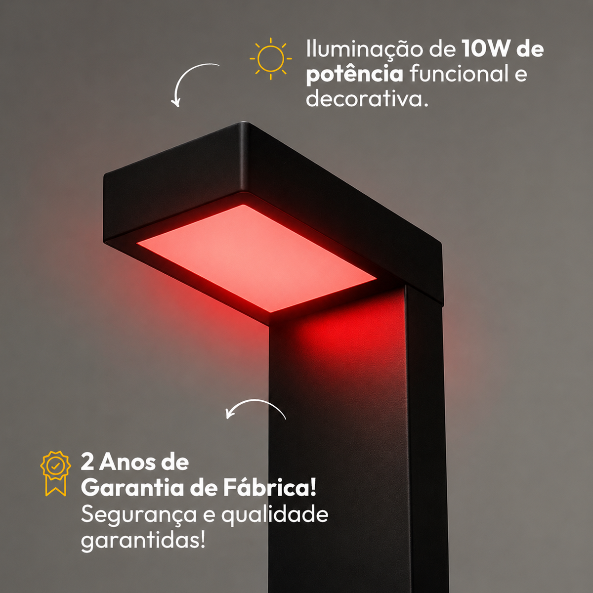 Poste Balizador Led Jardim 10w Ambar Bivolt Ip65 Preto Alut