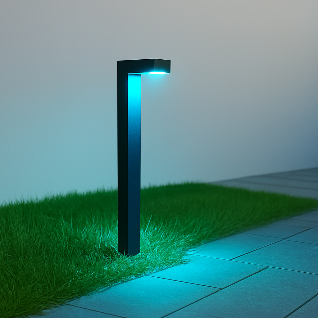 Poste Balizador Led Jardim 10w Azul Bivolt Ip65 Preto Alut