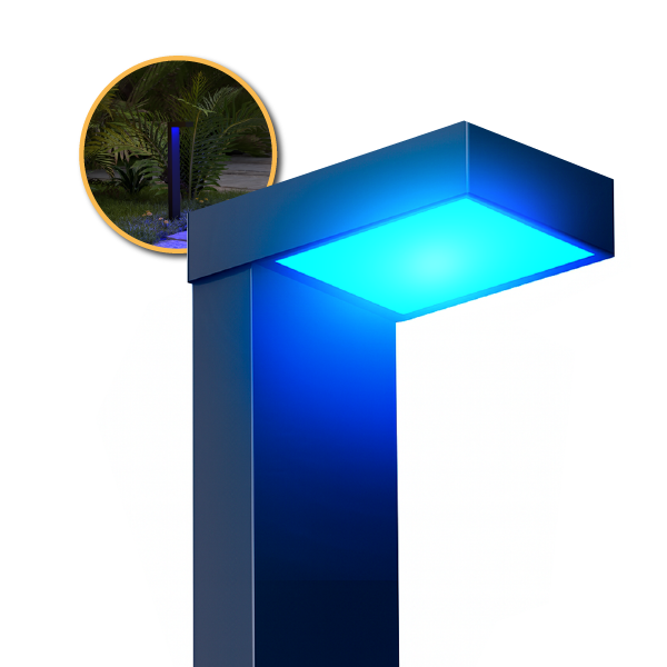 Poste Balizador Led Jardim 10w Azul Bivolt Ip65 Preto Alut