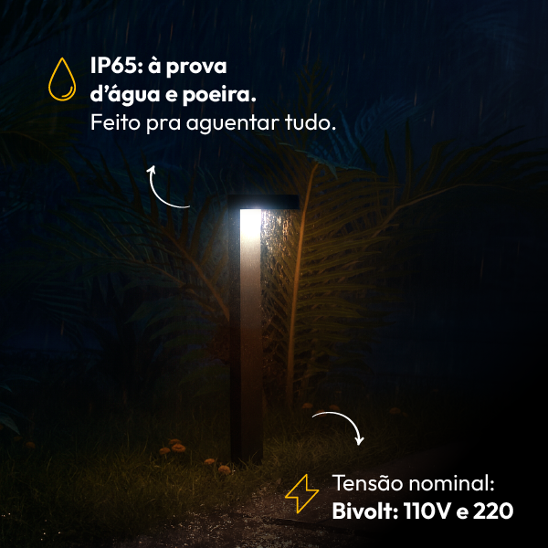 Poste Balizador Led Jardim 10w 6500k Bivolt Ip65 Preto Alut