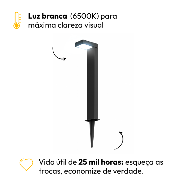 Poste Balizador Led Jardim 10w 6500k Bivolt Ip65 Preto Alut
