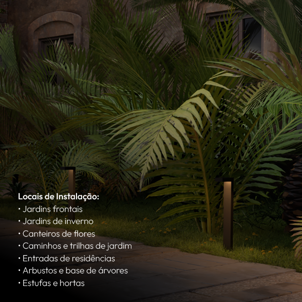 Poste Balizador Led Jardim 10w 6500k Bivolt Ip65 Preto Alut