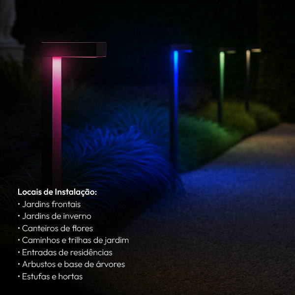 Poste Balizador Led Jardim 10w Rgb Bivolt Ip65 Preto Alut